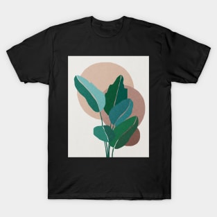 Tropical leaves, Botanical Mid century abstract art T-Shirt